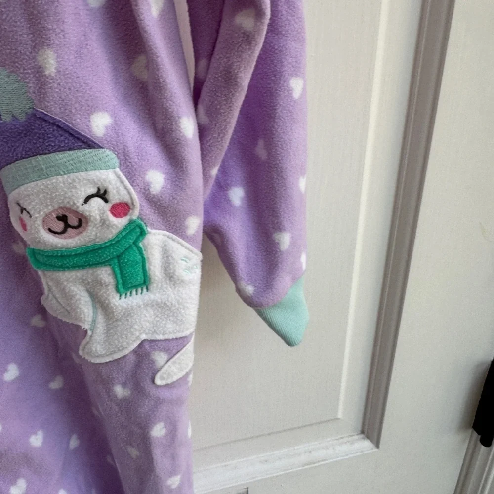 NWOT Carter's 4T Girls Lavender Polka Dot Onesie Footie Pajamas